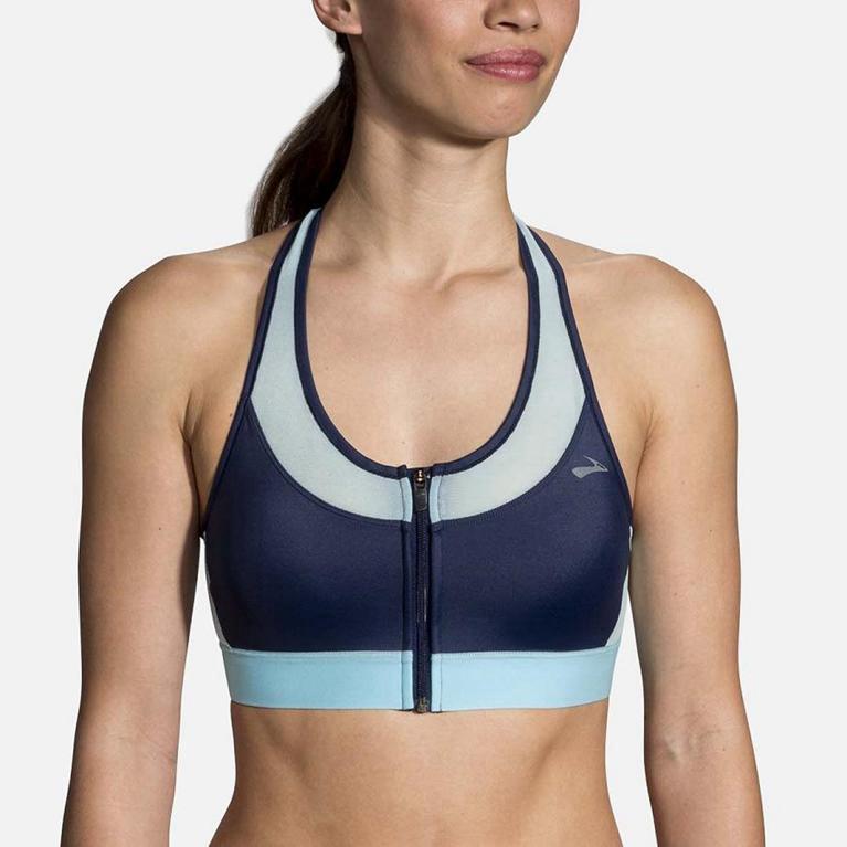 Brooks FASTFORWARD ZIP Running Bra Womens Sale - Blue (PZR786039)